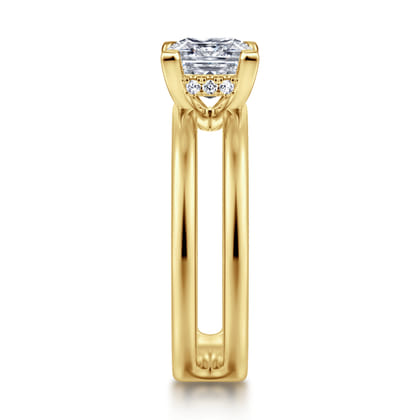 Oksana - 14K Yellow Gold Split Shank Princess Cut Diamond Engagement Ring