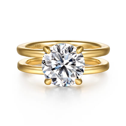 Oksana - 14K Yellow Gold Split Shank Round Diamond Engagement Ring