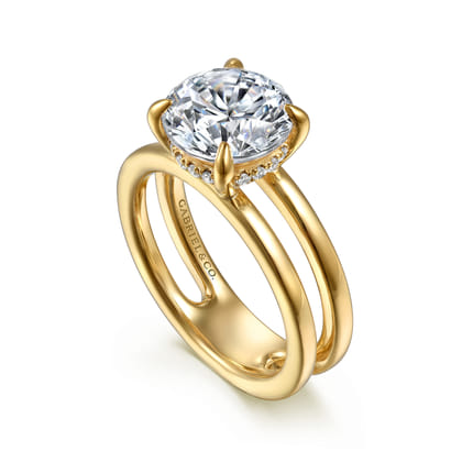 Oksana - 14K Yellow Gold Split Shank Round Diamond Engagement Ring