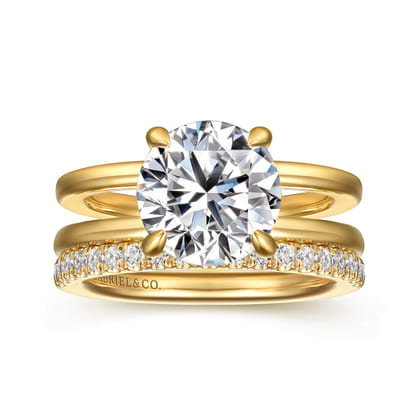 Oksana - 14K Yellow Gold Split Shank Round Diamond Engagement Ring