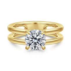 Oksana - 14K Yellow Gold Split Shank Round Diamond Engagement Ring