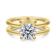 Oksana - 14K Yellow Gold Split Shank Round Diamond Engagement Ring