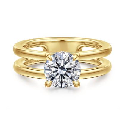 Oksana - 14K Yellow Gold Split Shank Round Diamond Engagement Ring