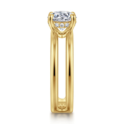 Oksana - 14K Yellow Gold Split Shank Round Diamond Engagement Ring