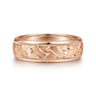 Oliver - 14K Rose Gold 7mm - Engraved Woven Men's Wedding Band in Satin Finish