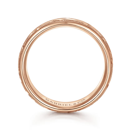 Oliver - 14K Rose Gold 7mm - Engraved Woven Men's Wedding Band in Satin Finish