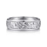 Oliver - 14K White Gold 7mm - Engraved Woven Men's Wedding Band in Satin Finish