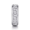 Oliver - 14K White Gold 7mm - Engraved Woven Men's Wedding Band in Satin Finish