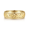 Oliver - 14K Yellow Gold 7mm - Engraved Woven Men's Wedding Band in Satin Finish