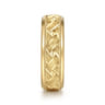 Oliver - 14K Yellow Gold 7mm - Engraved Woven Men's Wedding Band in Satin Finish