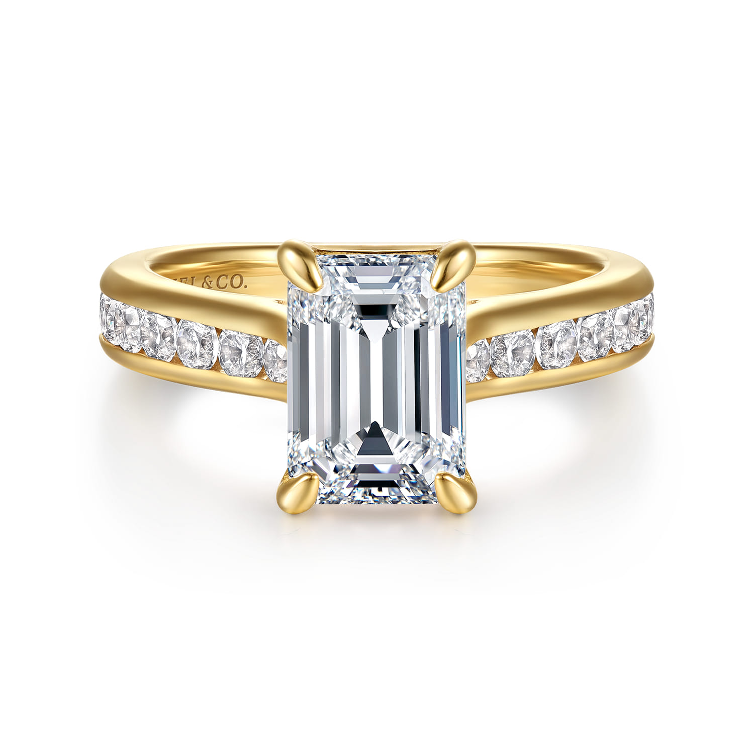 Olya - 14K Yellow Gold Emerald Cut Diamond Engagement Ring