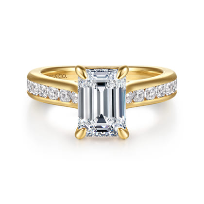 Olya - 14K Yellow Gold Emerald Cut Diamond Engagement Ring
