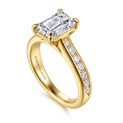 Olya - 14K Yellow Gold Emerald Cut Diamond Engagement Ring