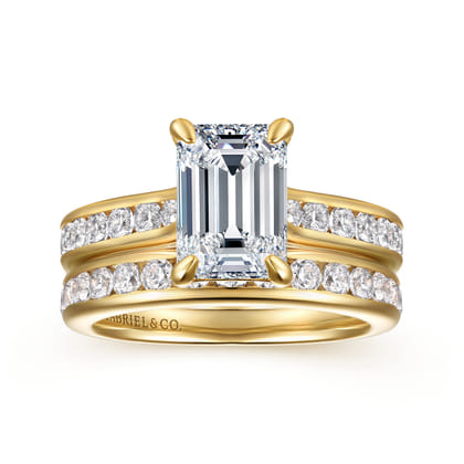 Olya - 14K Yellow Gold Emerald Cut Diamond Engagement Ring