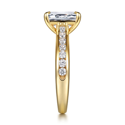 Olya - 14K Yellow Gold Emerald Cut Diamond Engagement Ring