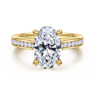 Olya - 14K Yellow Gold Oval Channel Set Cathedral Diamond Engagement Ring