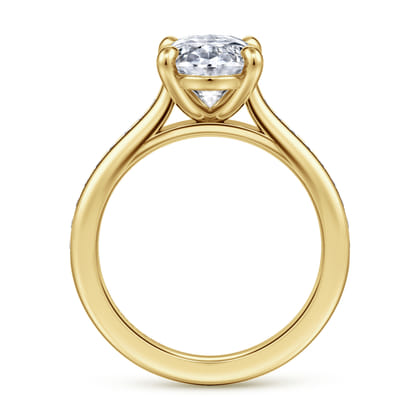 Olya - 14K Yellow Gold Oval Channel Set Cathedral Diamond Engagement Ring