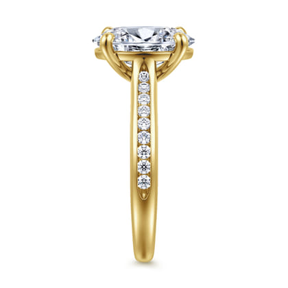 Olya - 14K Yellow Gold Oval Channel Set Cathedral Diamond Engagement Ring