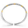 Open Cuff Bangle Herringbone 925 Sterling Silver and 14K Yellow Gold 7mm