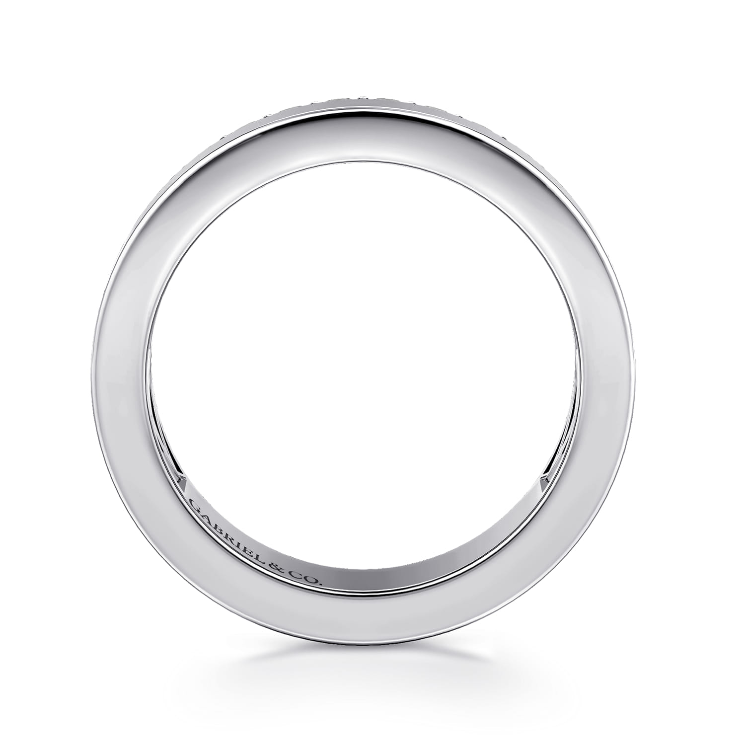 Fancy Wedding Ring in 14k White Gold with Round Natural Diamond at Gabriel & Co. - Shot 2