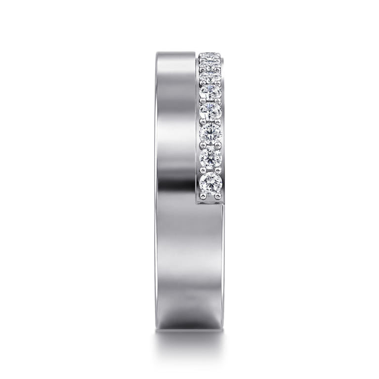 Fancy Wedding Ring in 14k White Gold with Round Natural Diamond at Gabriel & Co. - Shot 4