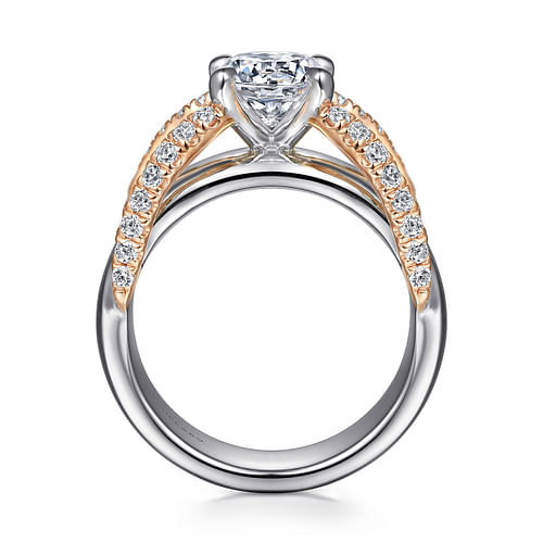 Orleans - 14K White-Rose Gold Round Diamond Engagement Ring - 0.4 ct - Shot 2