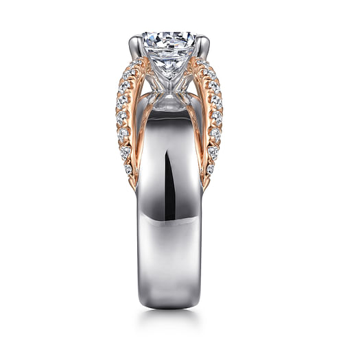 Orleans - 14K White-Rose Gold Round Diamond Engagement Ring - 0.4 ct - Shot 4