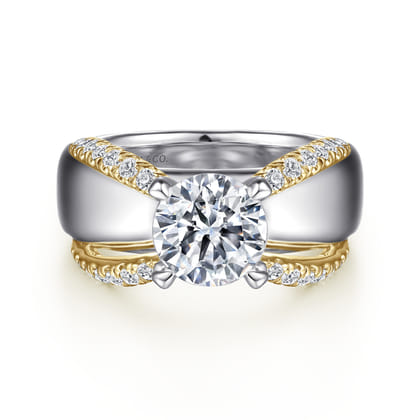 Orleans - 14K White-Yellow Gold Round Diamond Engagement Ring