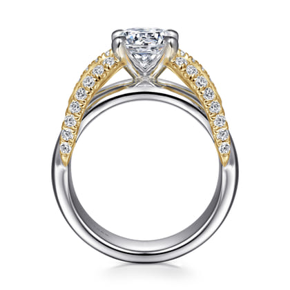 Orleans - 14K White-Yellow Gold Round Diamond Engagement Ring