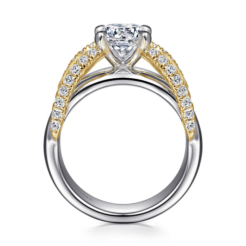 Orleans - 14K White-Yellow Gold Round Diamond Engagement Ring - 0.4 ct - Shot 2
