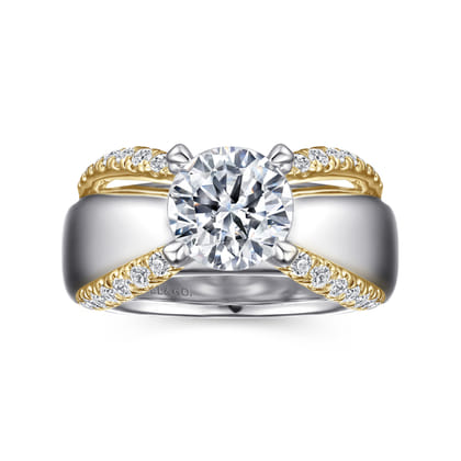 Orleans - 14K White-Yellow Gold Round Diamond Engagement Ring