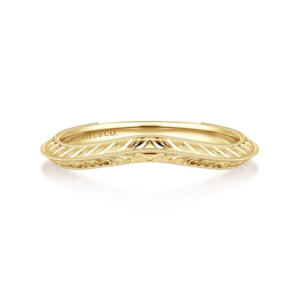 Orlina - Vintage Inspired Curved 14K Yellow Gold Anniversary Band