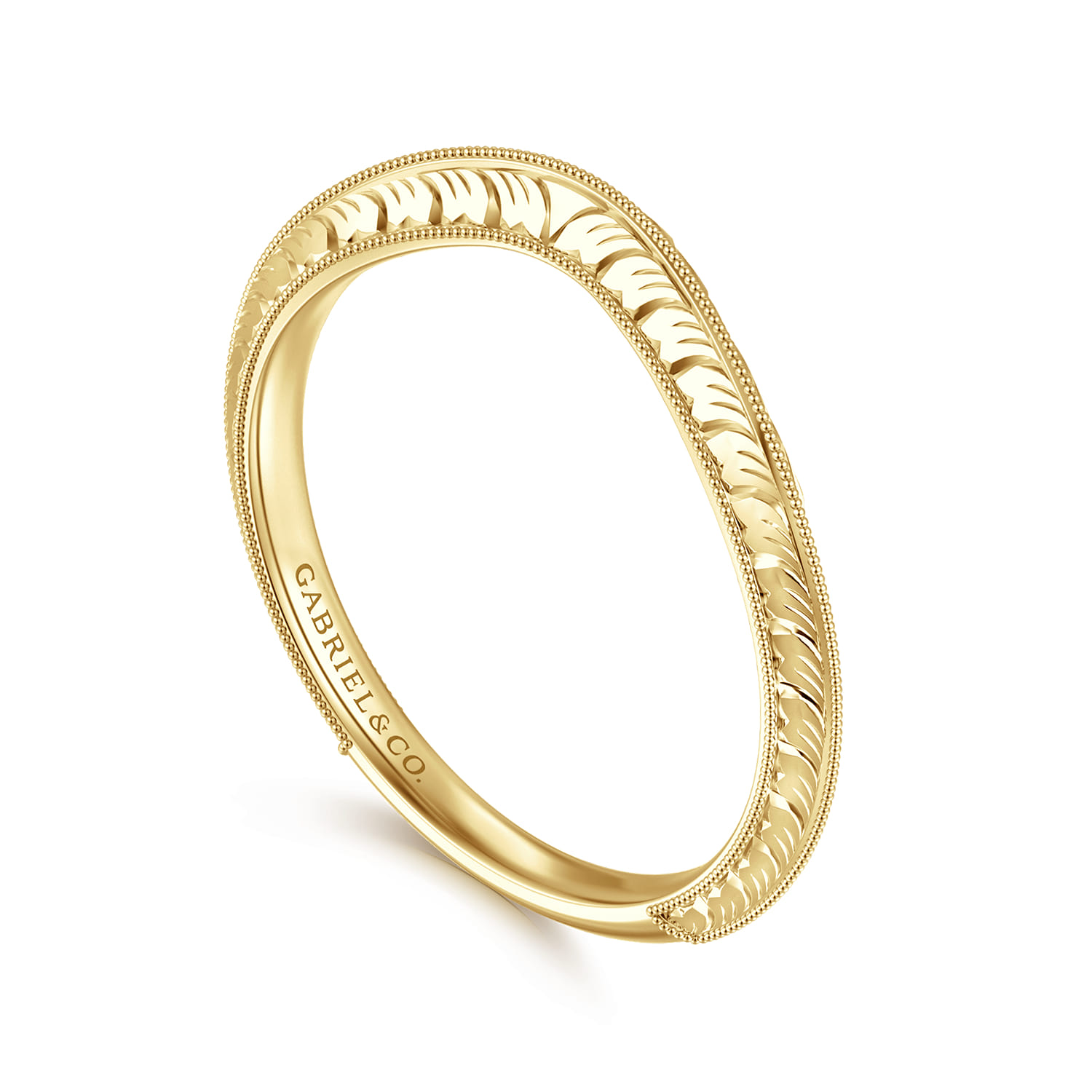 Curved Wedding Ring in 14k Yellow Gold with   at Gabriel & Co. - Shot 3