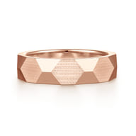 Oscar - 14K Rose Gold 6mm - Carved Men's Wedding Band in Satin Finish