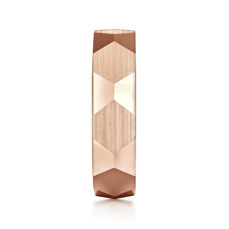 Oscar - 14K Rose Gold 6mm - Carved Men's Wedding Band in Satin Finish - Shot 4