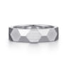 Oscar - 14K White Gold 6mm - Carved Men's Wedding Band in Satin Finish