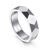 Oscar - 14K White Gold 6mm - Carved Men's Wedding Band in Satin Finish