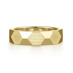 Oscar - 14K Yellow Gold 6mm - Carved Men's Wedding Band in Satin Finish