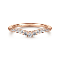 Ostrava - Curved 14K Rose Gold Shared Prong Diamond Wedding Band