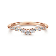 Ostrava - Curved 14K Rose Gold Shared Prong Diamond Wedding Band