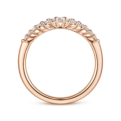 Ostrava - Curved 14K Rose Gold Shared Prong Diamond Wedding Band
