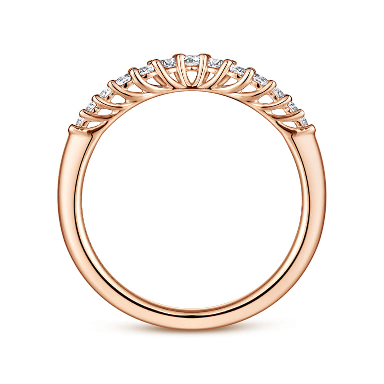 Curved Wedding Ring in 14k Rose Gold with Round Natural Diamond at Gabriel & Co. - Shot 2