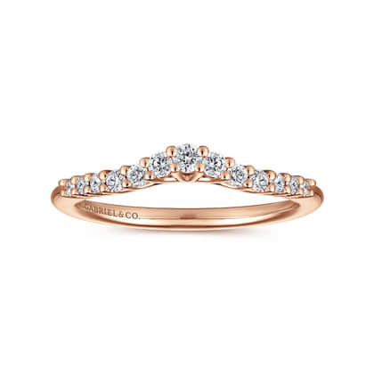 Ostrava - Curved 14K Rose Gold Shared Prong Diamond Wedding Band