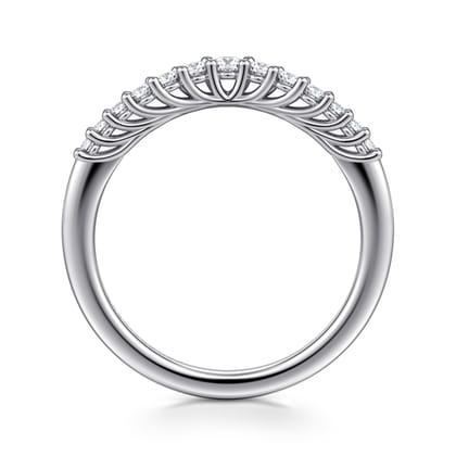 Ostrava - Curved 14K White Gold Shared Prong Diamond Wedding Band