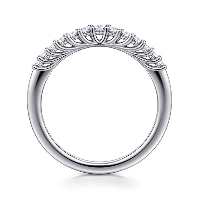 Curved Wedding Ring in 14k White Gold with Round Natural Diamond at Gabriel & Co. - Shot 2
