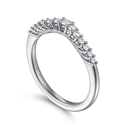 Ostrava - Curved 14K White Gold Shared Prong Diamond Wedding Band