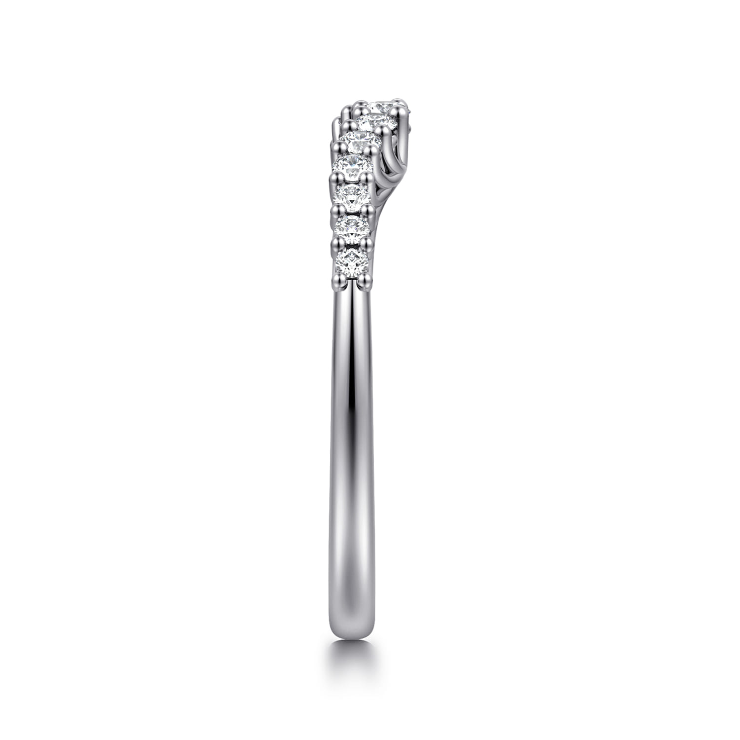 Curved Wedding Ring in 14k White Gold with Round Natural Diamond at Gabriel & Co. - Shot 4