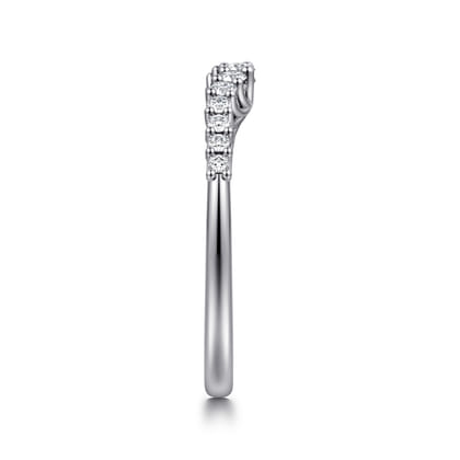 Ostrava - Curved 14K White Gold Shared Prong Diamond Wedding Band