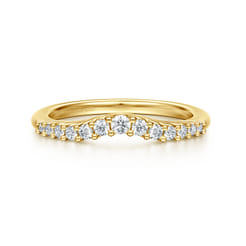 Ostrava - Curved 14K Yellow Gold Shared Prong Diamond Wedding Band