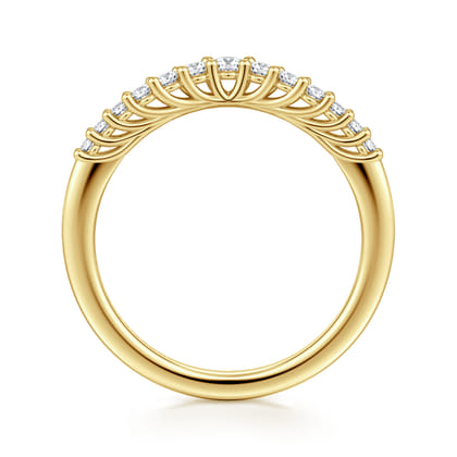 Ostrava - Curved 14K Yellow Gold Shared Prong Diamond Wedding Band